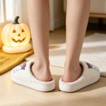 BERANMEY Halloween Slippers for Women Perfect Soft Plush Comfy Warm Slip-On Cute Womens Slippers Indoor Fluffy House Slippers for Women and Men Non-slip Fuzzy Flat Slides - Image 9